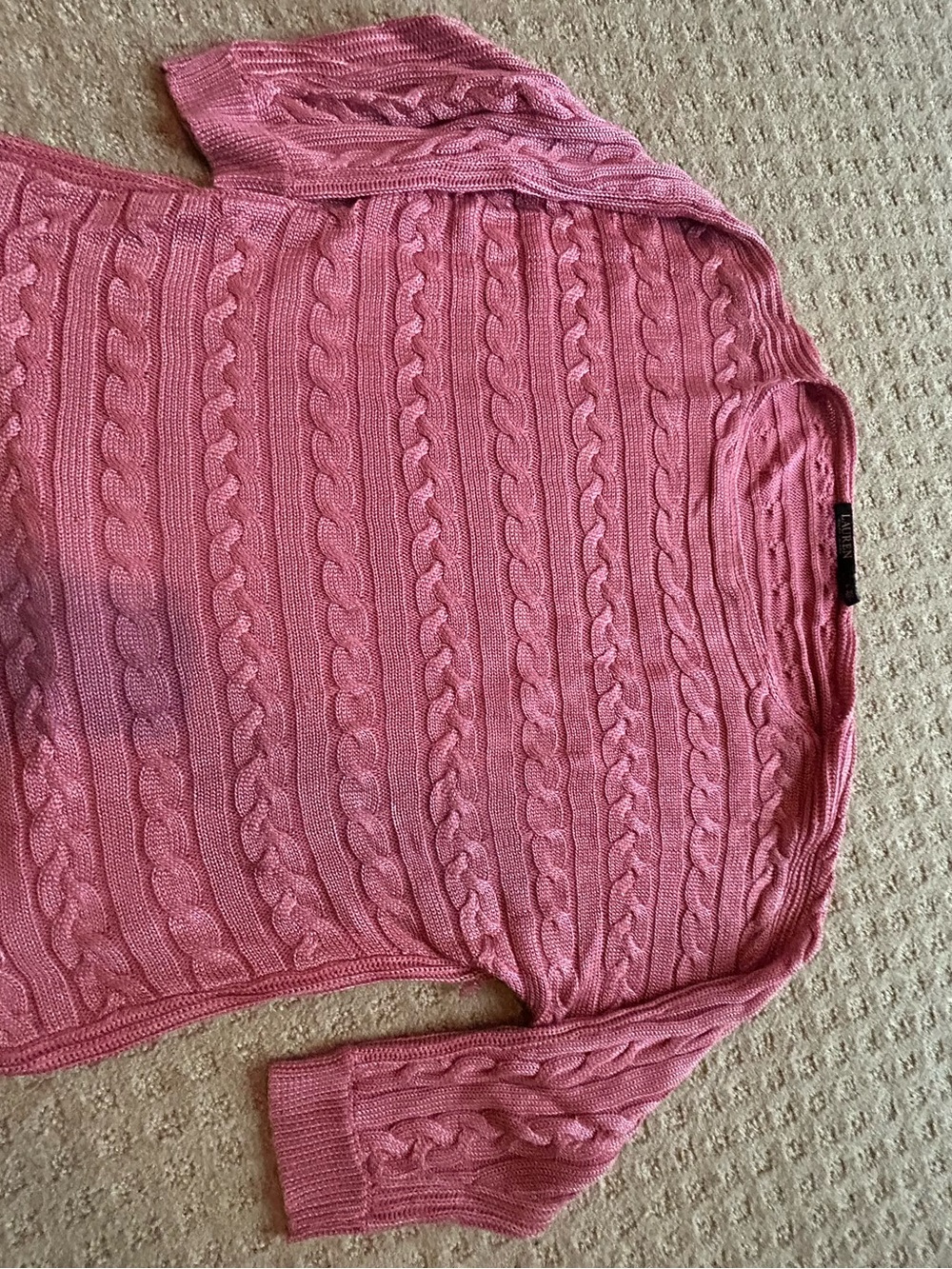 Ralph Lauren Pink Cable-Knit Crewneck Sweater